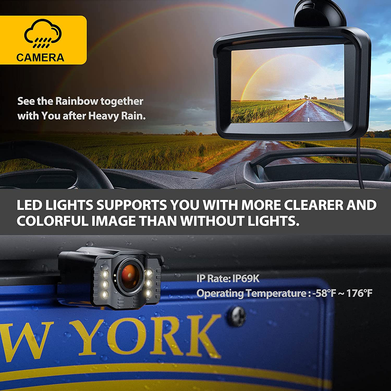 مانیتور 5 اینچی با دوربین پشتیبان 1080P برای کامیون - تصویر 3